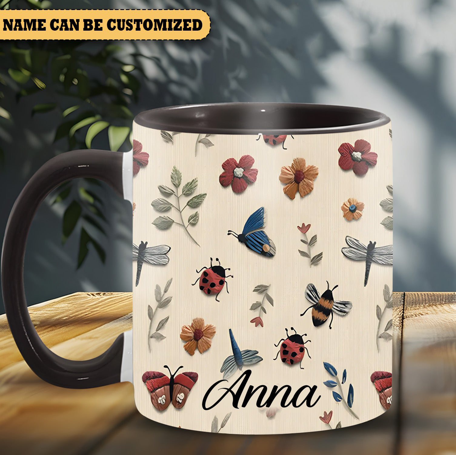 Personalized Bee Butterflies Flower Mug Insect Coffee Mug Christmas Gifts For Insect Lovers