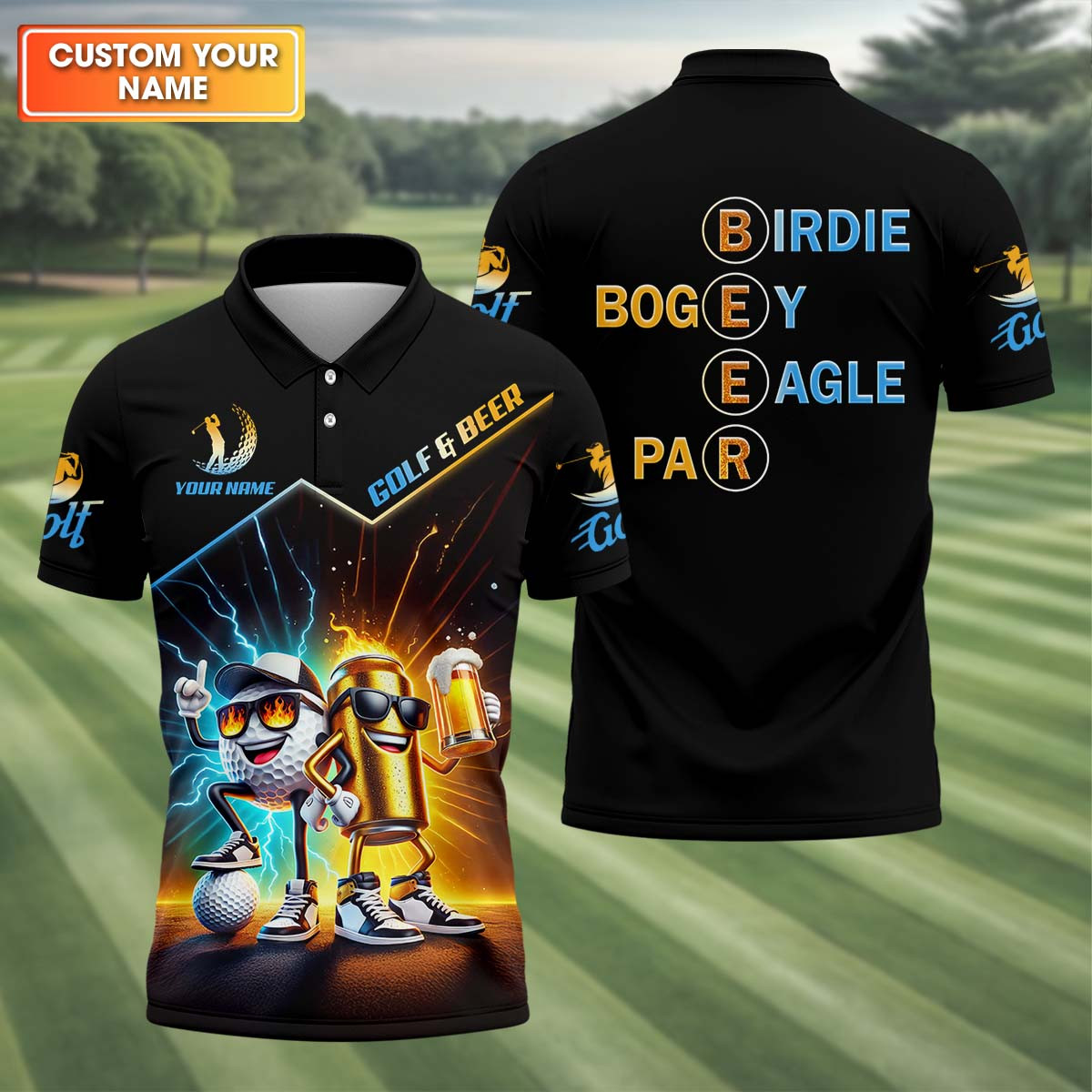Personalized Beer And Golf Funny Polo Shirt Cool Golf Clothes Present Idea For Brothers