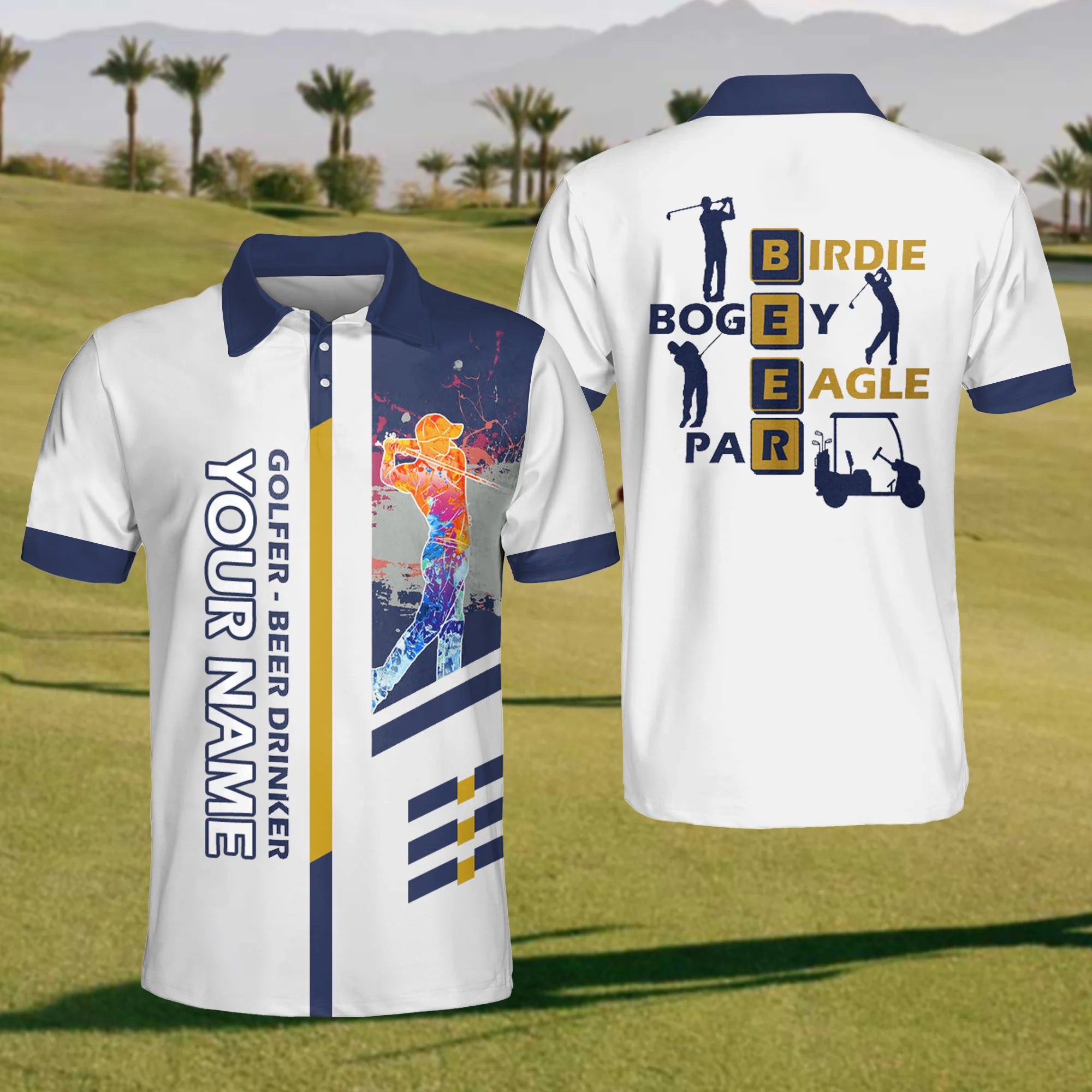 Personalized Beer Drinker Golf Polo Shirt Unique Golf Tops Present Idea For Father's Day