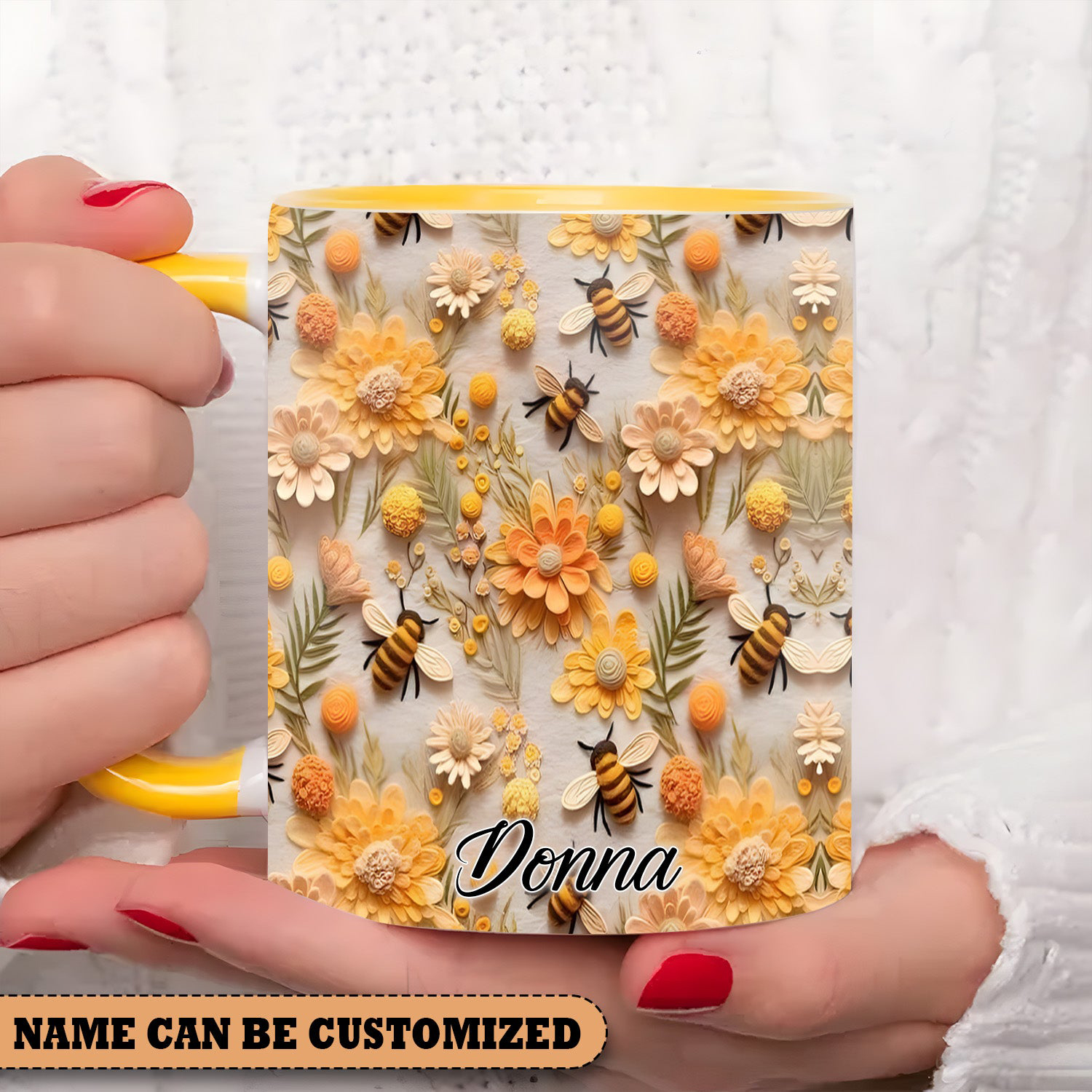 Personalized Bees And Flowers Mug Animal Design Lovely Coffee Mug Gifts For Women