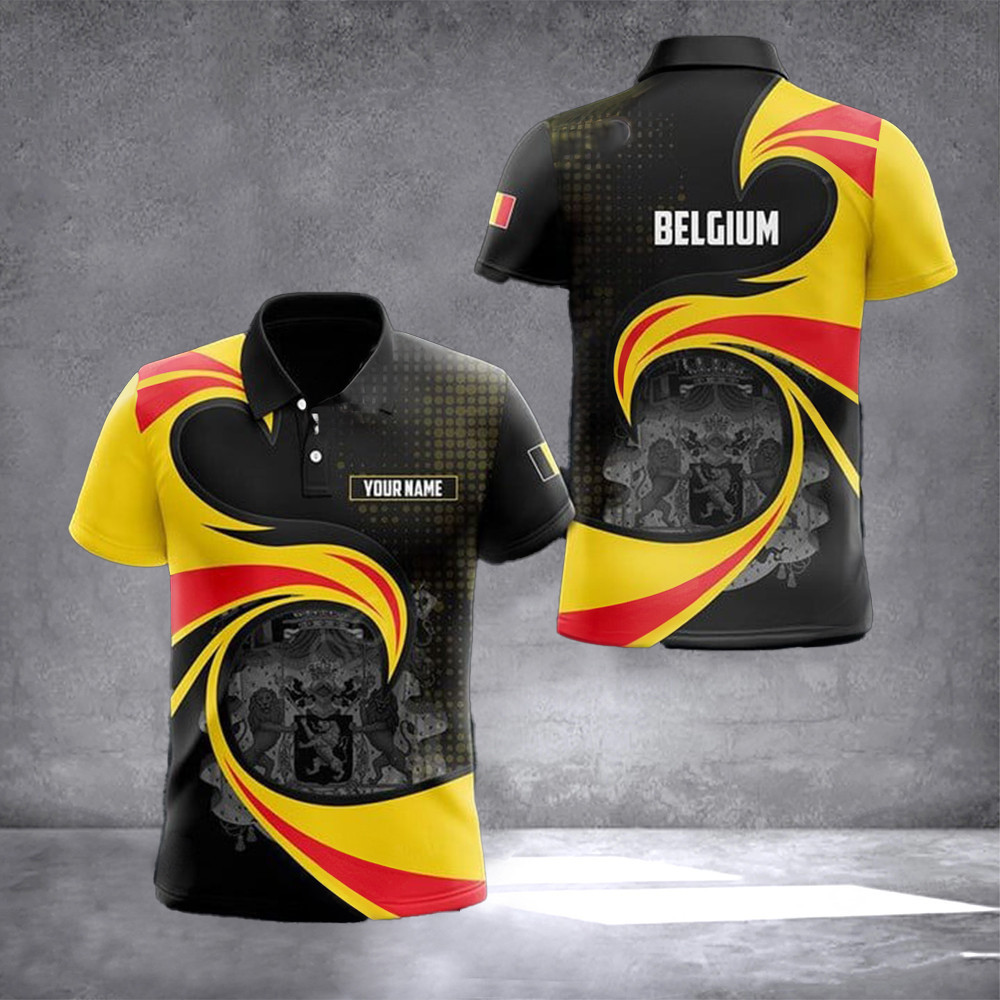 Personalized Belgium Coat Of Arms Polo Shirt Custom Belgian Coat Of Arms Golf Polo