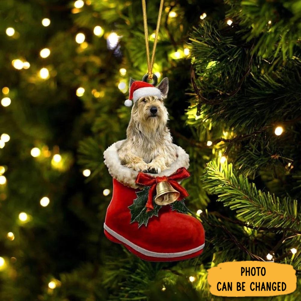 Personalized Berger Picard In Santa Boot Christmas Hanging Ornament Unique Thanksgiving Ornament Idea