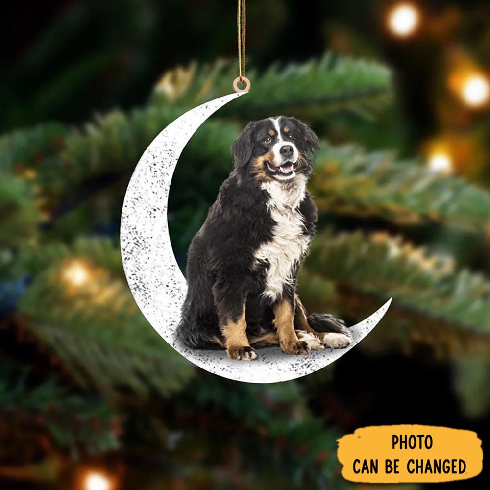 Personalized Bernese Mountain Sit On The Moon Ornament Meaningful Christmas Ornament Gift