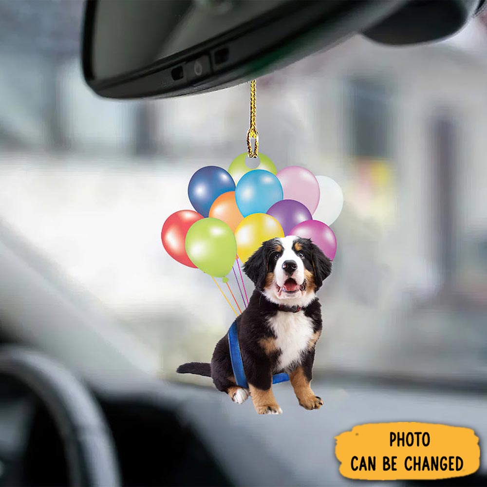 Personalized Bernese Moutain Fly With Bubbles Car Hanging Ornament Custom Christmas Ornament Gift Idea