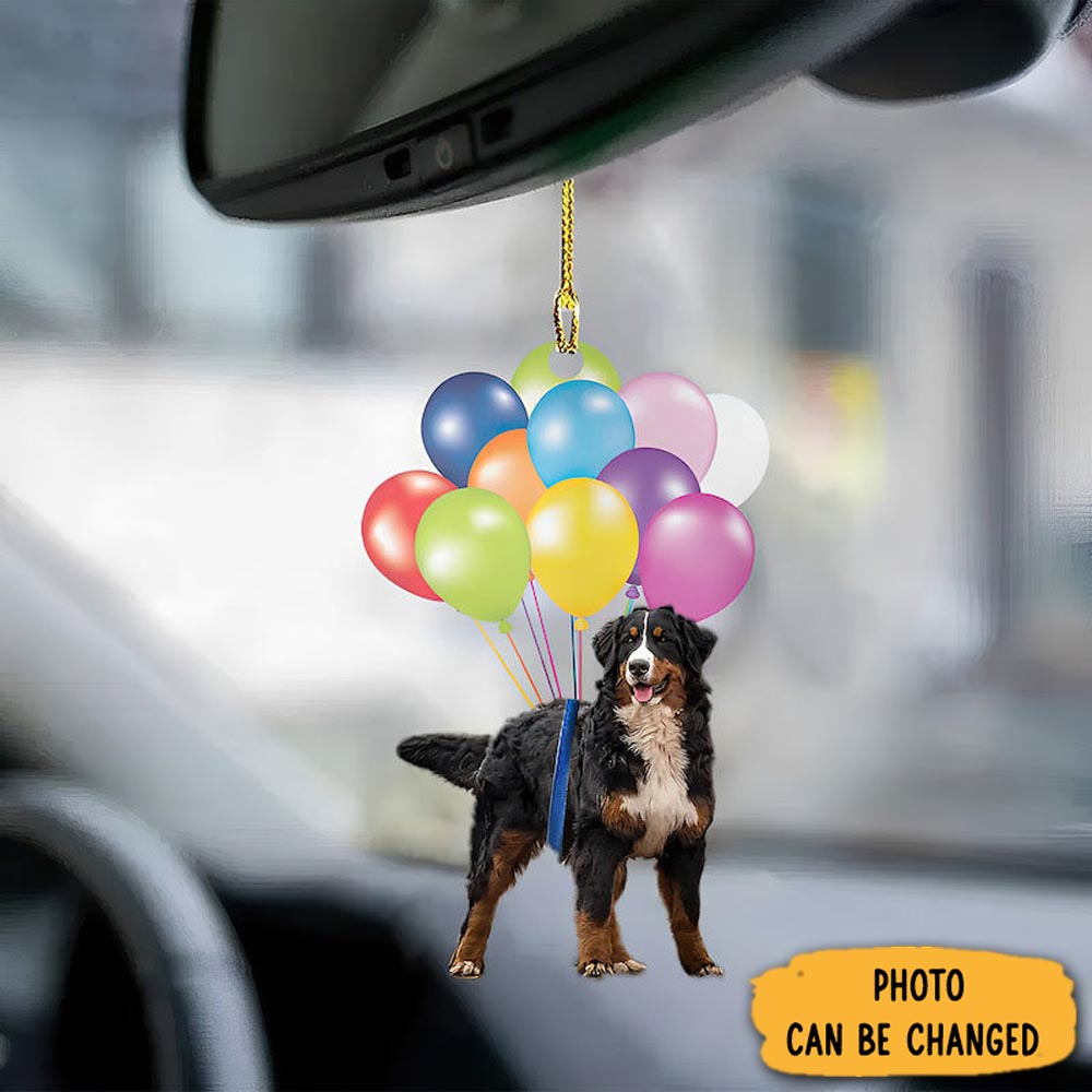 Personalized Bernese Moutain Fly With Bubbles Car Hanging Ornament Personalized Ornament For Holiday Decor