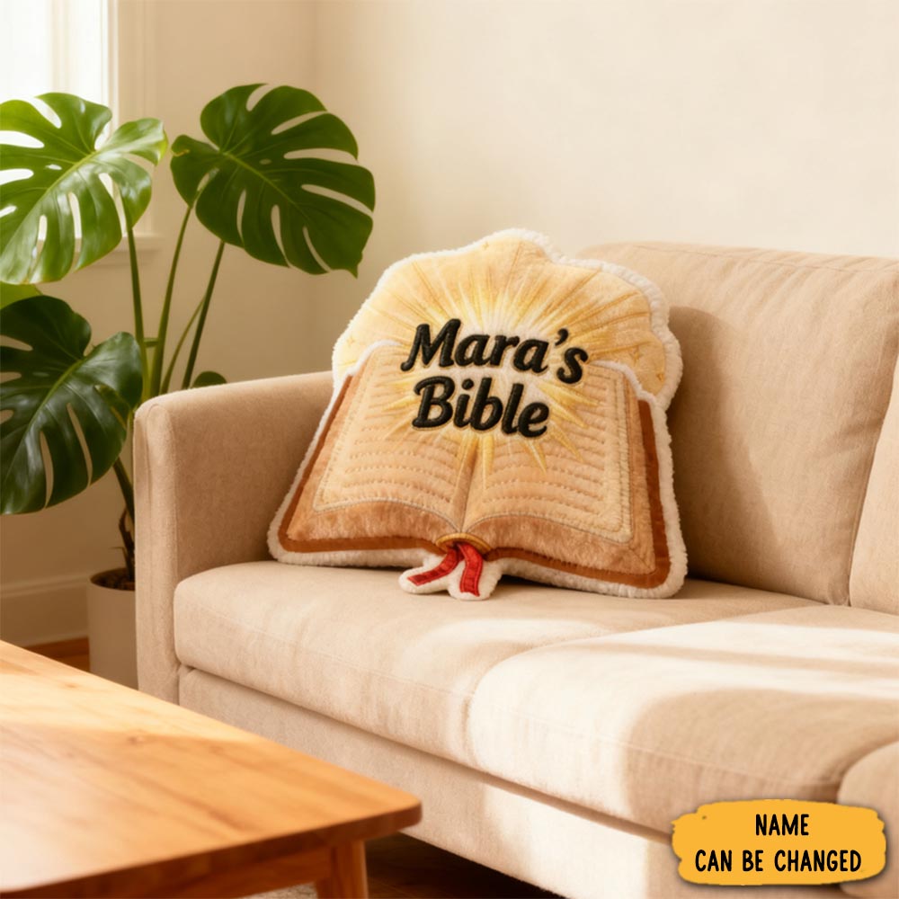 Personalized Bible Book Pillow With Custom Name Home Decor Christian Pillow Religious Gift Faith Pillow Christian Gift