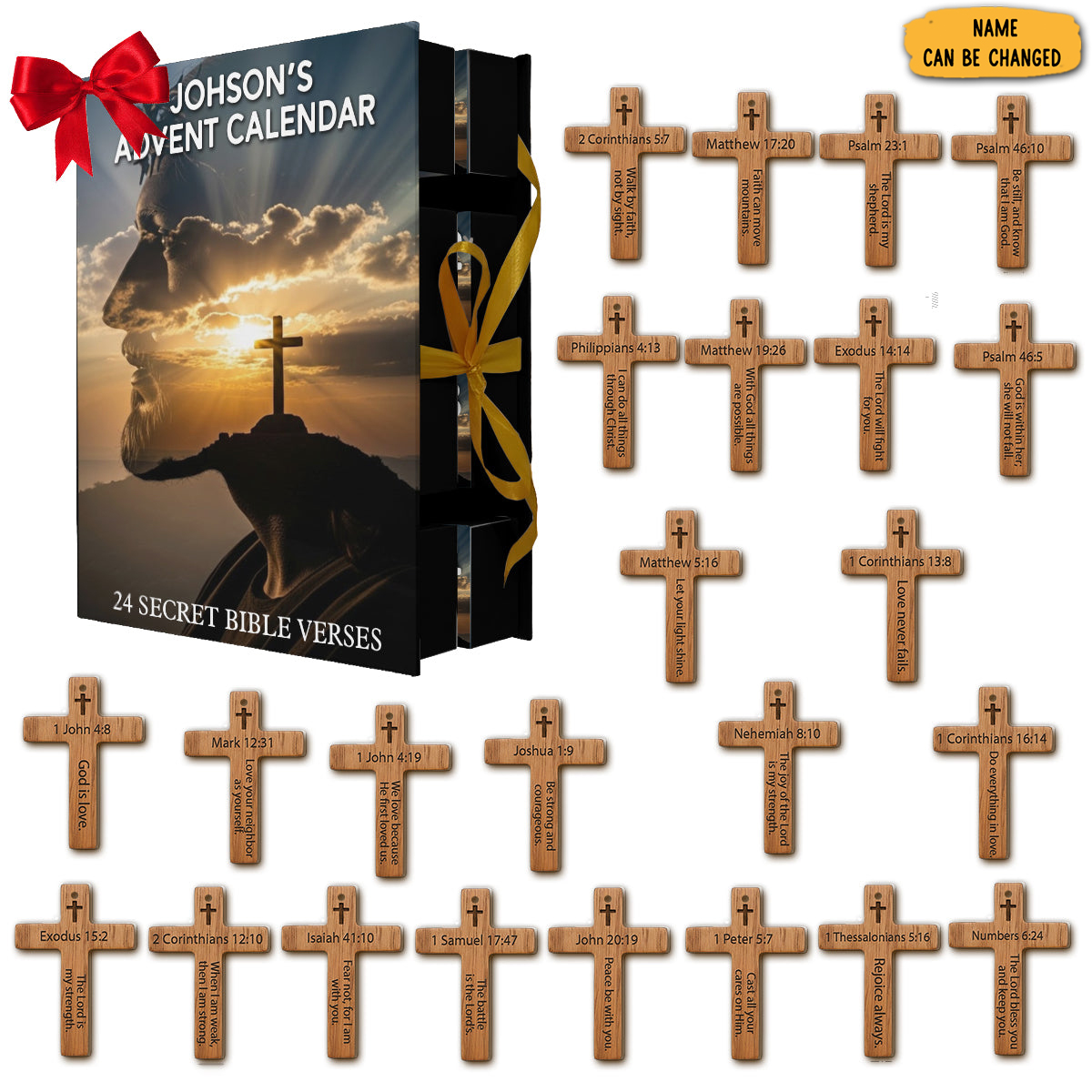 Personalized Bible Verse Advent Calendar Holy Cross Decor Christmas Advent Calendar Faith Gifts