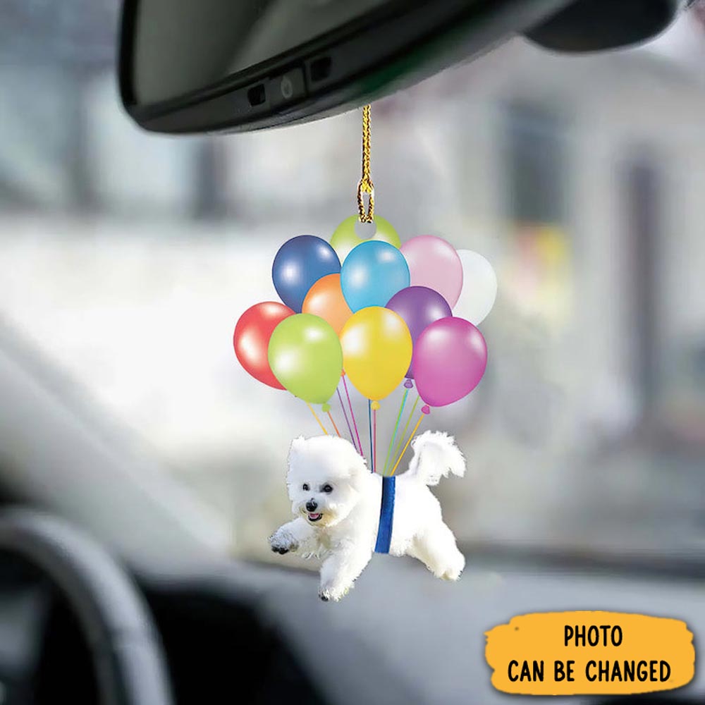 Personalized Bichon Frise Fly With Bubbles Car Hanging Ornament Elegant Tree Ornament Decoration
