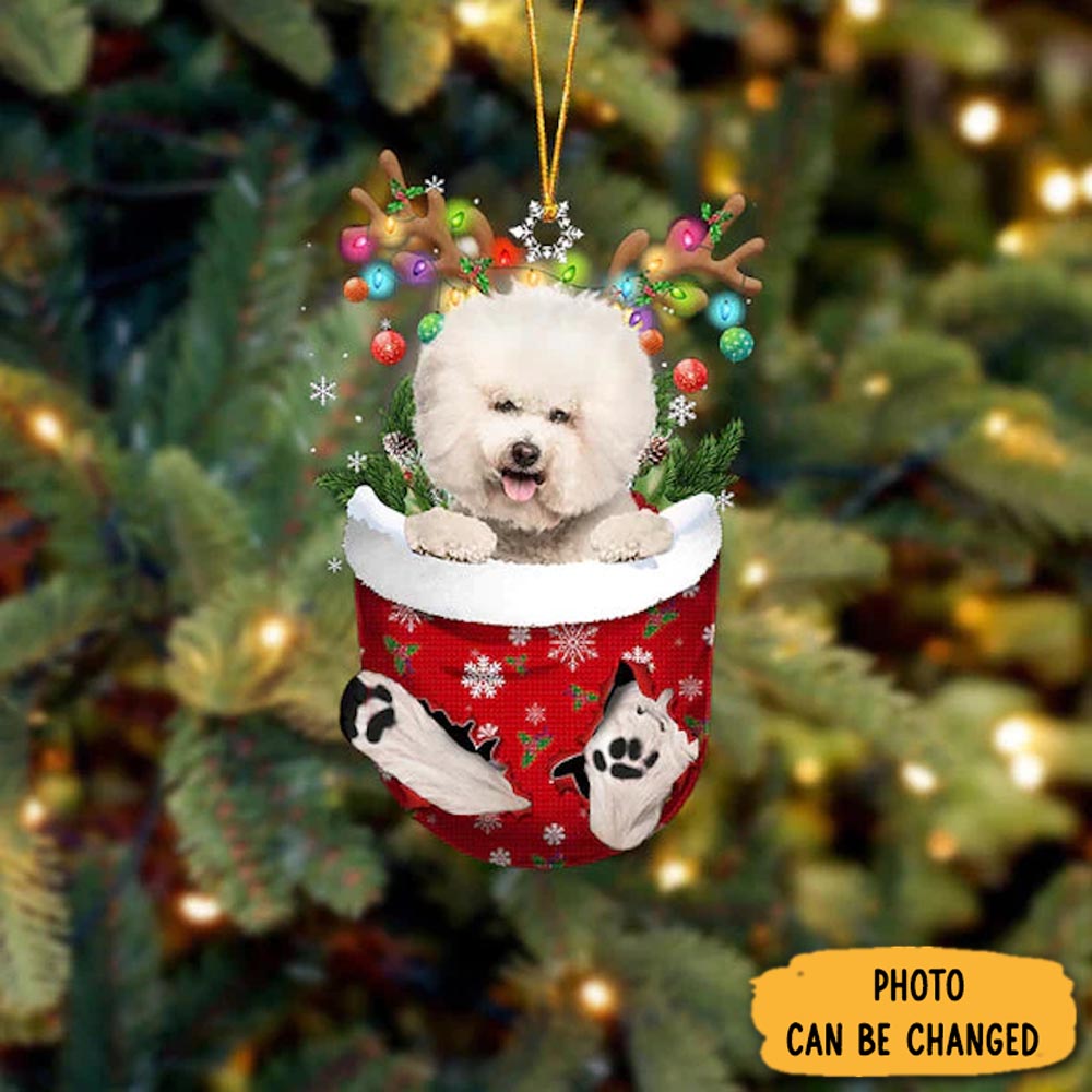 Personalized Bichon Frise In Snow Pocket Christmas Ornament Charming Christmas Ornament Gift Idea