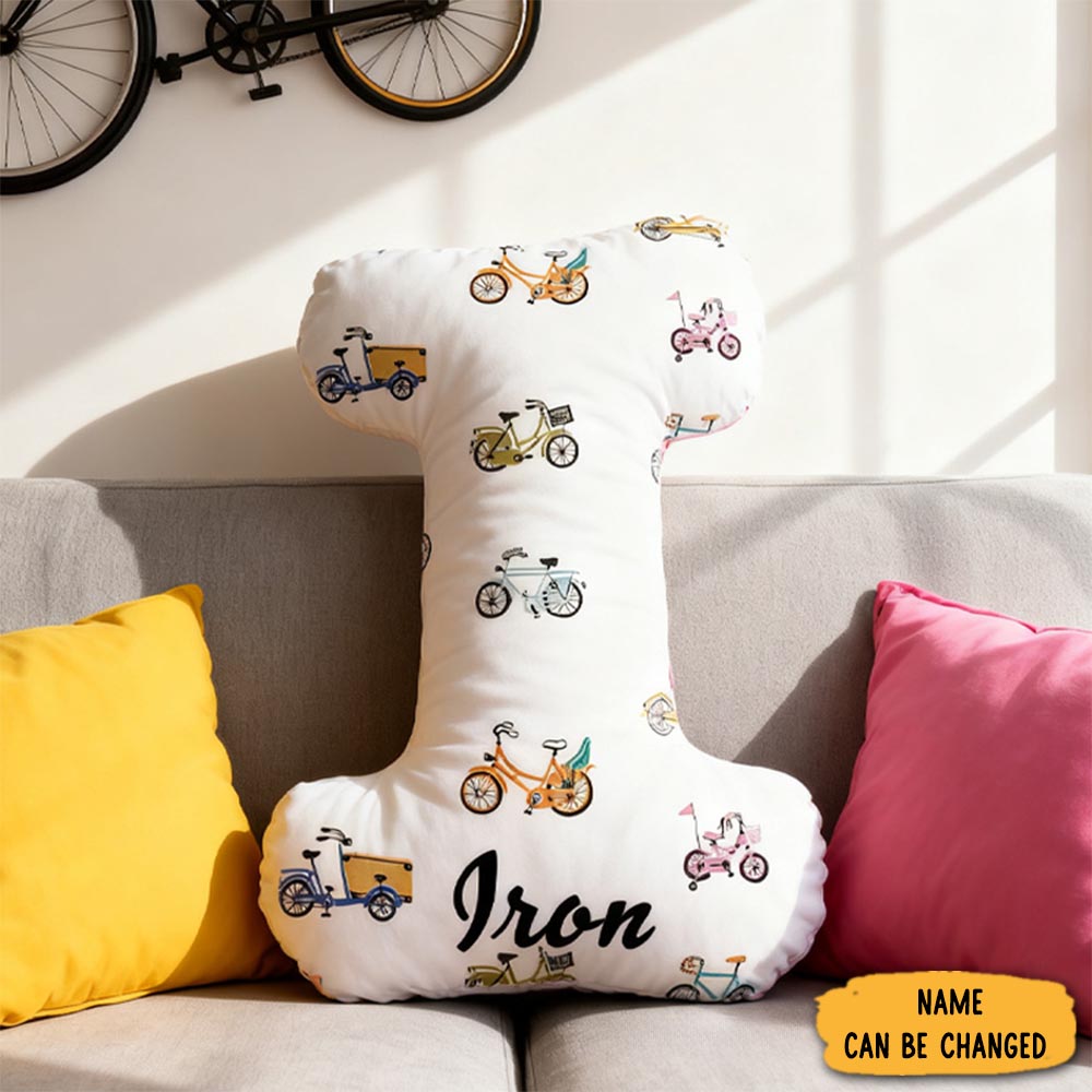 Personalized Bicycle Pattern Letter Pillow Graphic 3d Print Funny Letter Pillow Name Pillow Comfortable Travel Cushion For Riders Riding Lovers-1