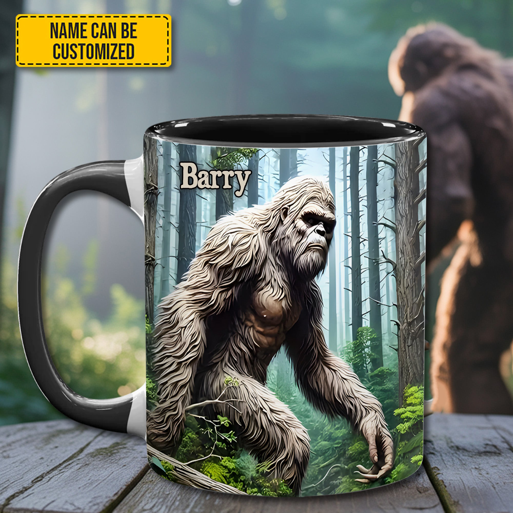 Personalized Bigfoot In Forest Mug Animal Design Custom Coffee Mug Gifts For Him