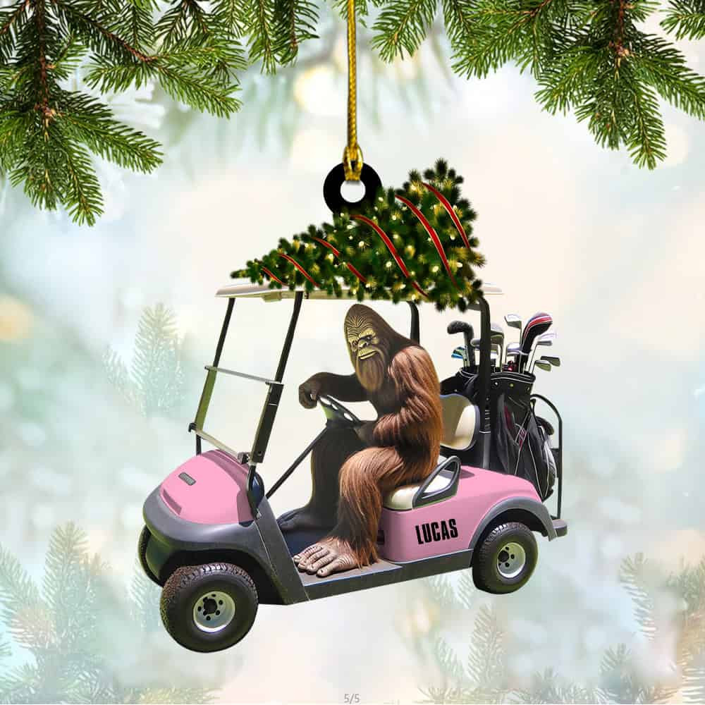 Personalized Bigfoot Riding Golf Cart Personalized Christmas Ornament Gifts For Golfer