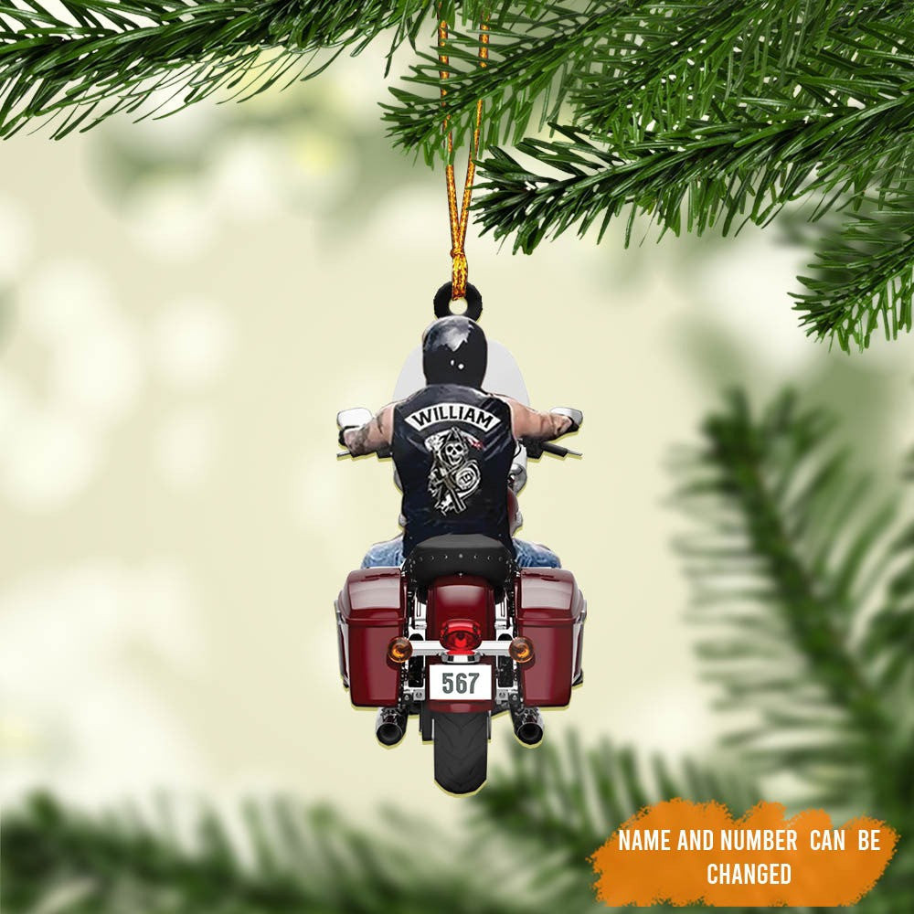 Personalized Biker Road King Motorcycle Ornament for Biker Man Flat Acrylic Biker Ornament
