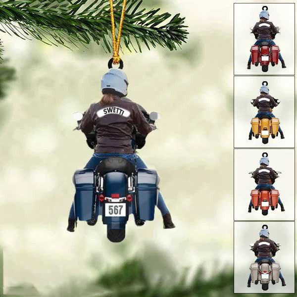 Personalized Biker Women Street Glide Road Glide Colorful Motorcycle Acrylic Ornament for Women