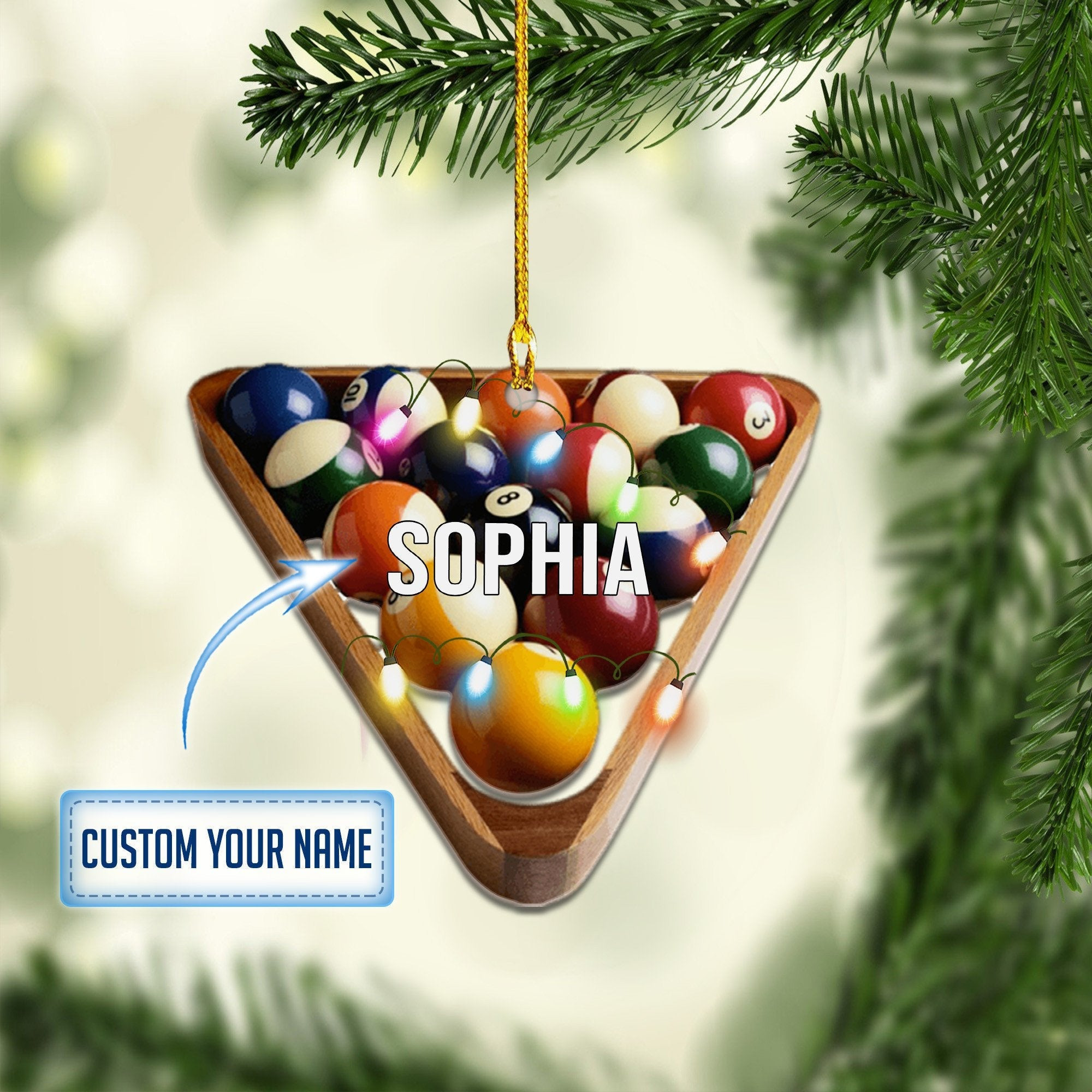 Personalized Billiards Pool Christmas Acrylic Ornaments Gift for Billiard Player Pooler