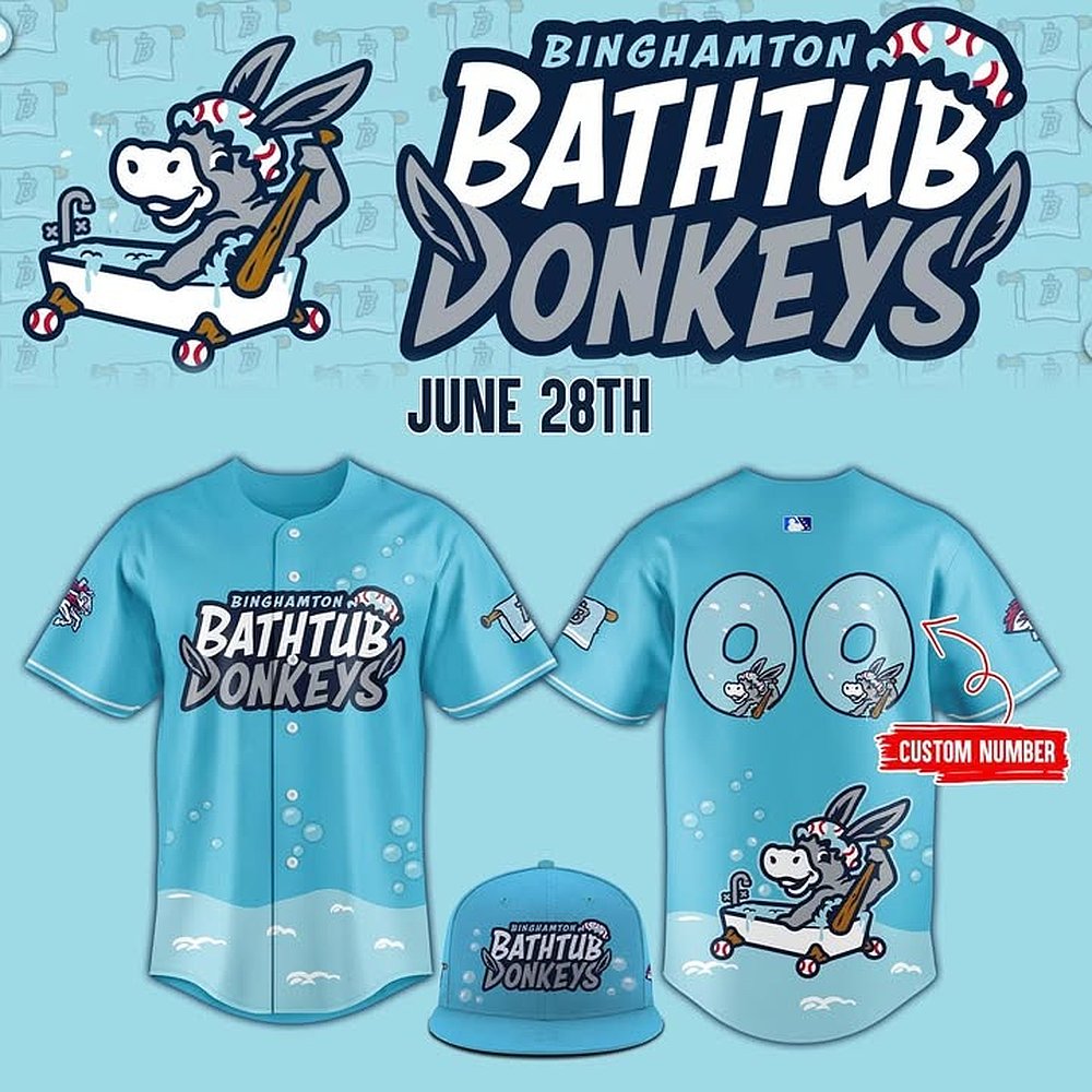 Personalized Binghamton Bathtub Donkeys 2025 Jersey Unique Gifts For Baseball Fans