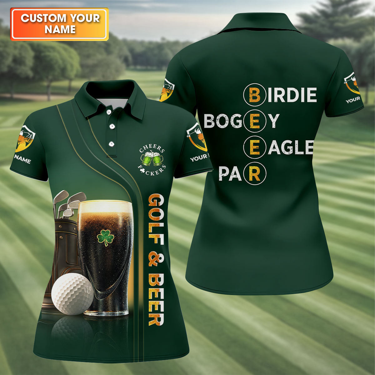 Personalized Birdie Bogey Eagle Par Cheers F Golf And Beer Polo Shirt Guinness Golf Shirt