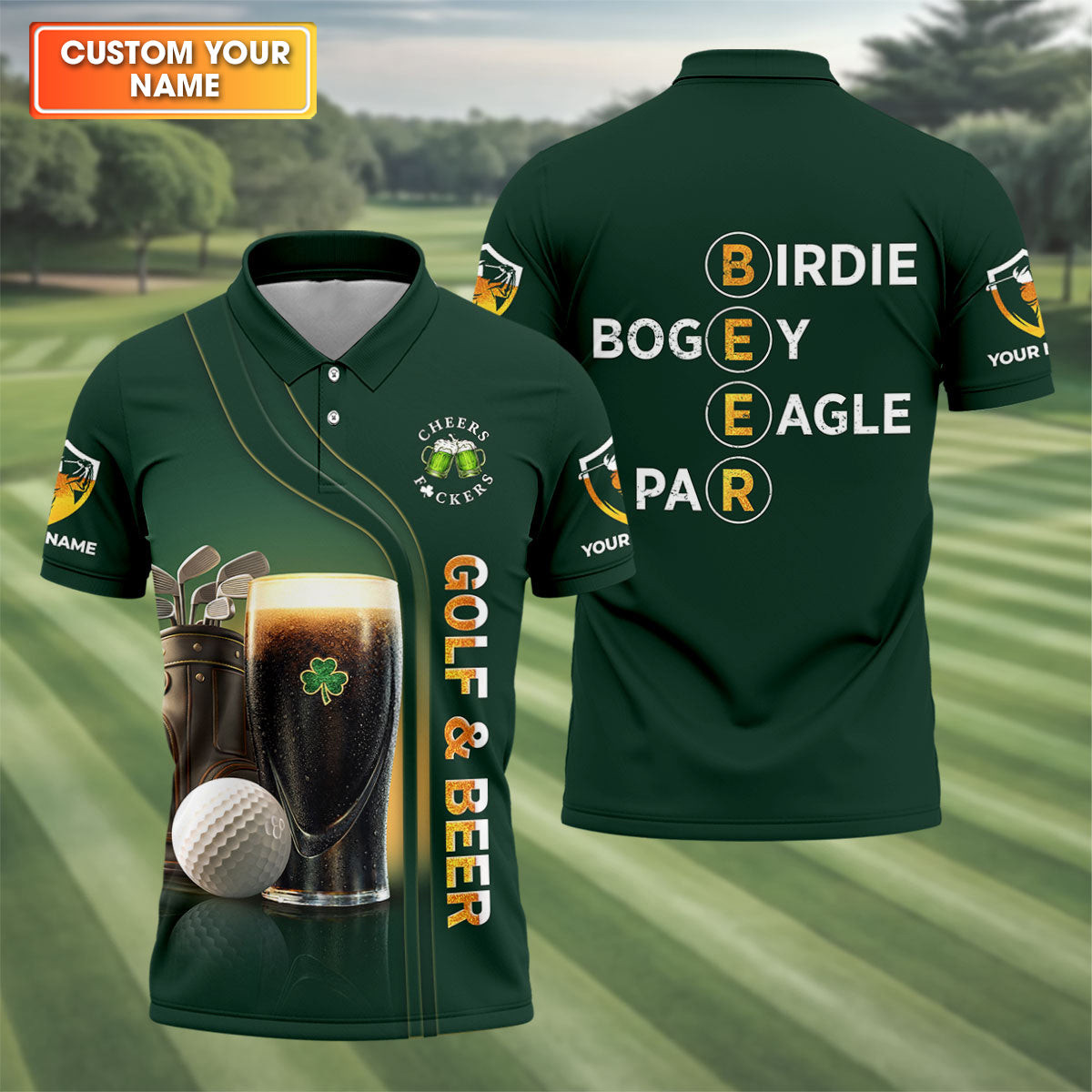 Personalized Birdie Bogey Eagle Par Cheers F Guinness Polo Shirt Golf Shirt Father's Day Gift