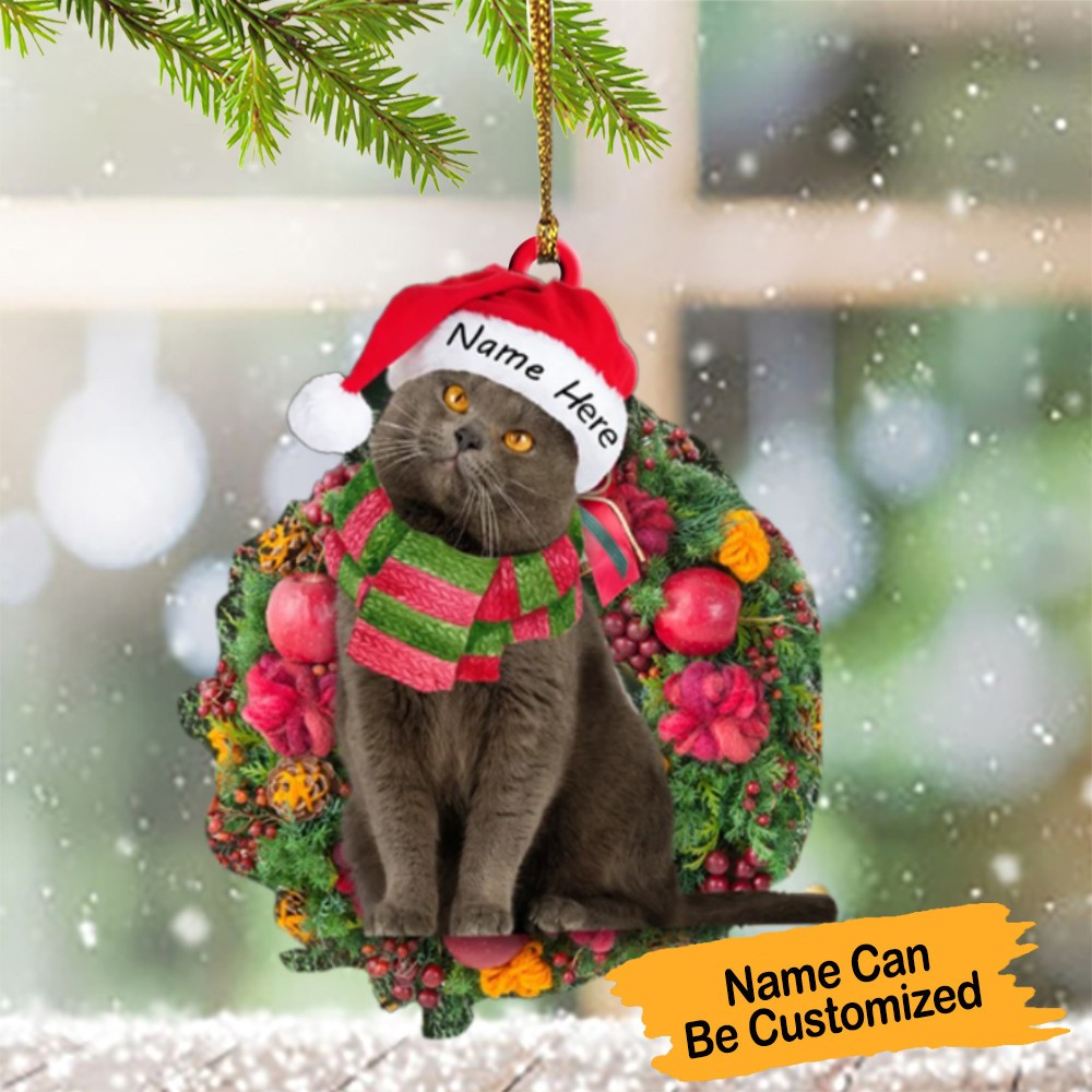 Personalized Black Cat Christmas Ornament Pet Lover Cat Ornaments For Christmas Tree
