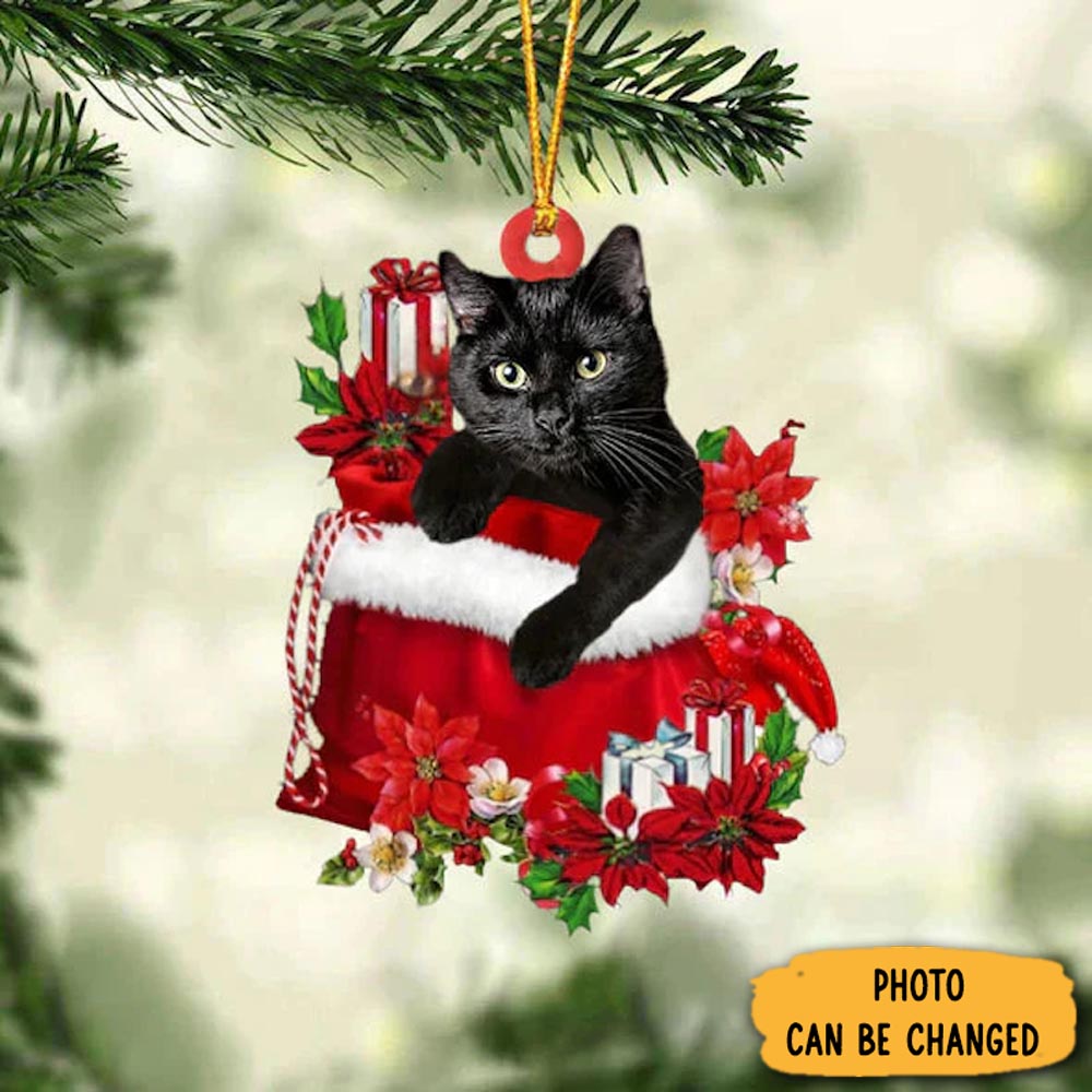 Personalized Black Cat In Gift Bag Christmas Ornament Heartfelt Ornament Gift For Mom