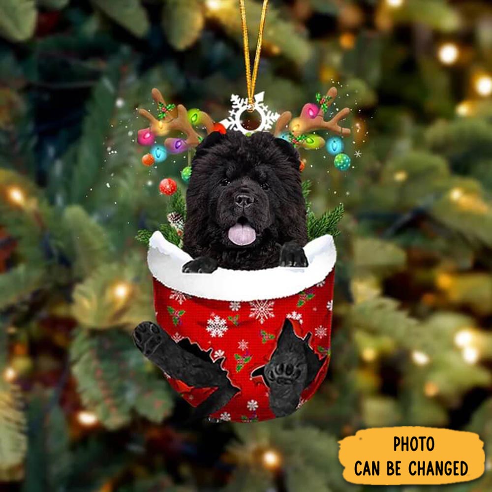 Personalized Black Chow Chow In Snow Pocket Christmas Ornament Memorable Anniversary Ornament Keepsake