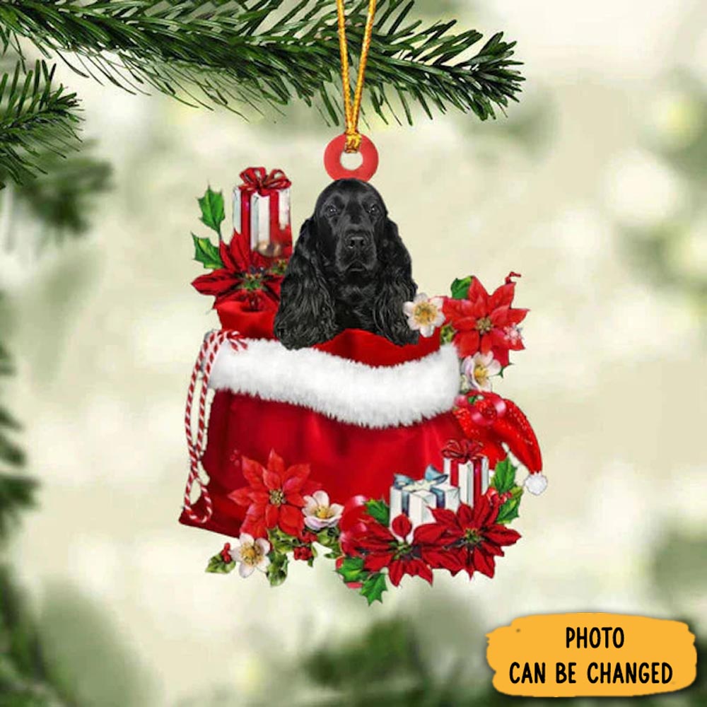 Personalized Black Cocker Spaniel In Gift Bag Christmas Ornament Meaningful Birthday Ornament Gift
