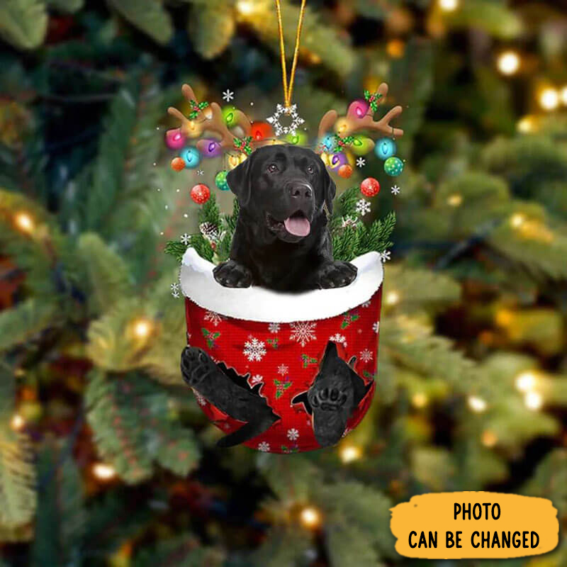 Personalized Black Labrador Retriever In Snow Pocket Christmas Ornament Unique Thanksgiving Ornament Idea
