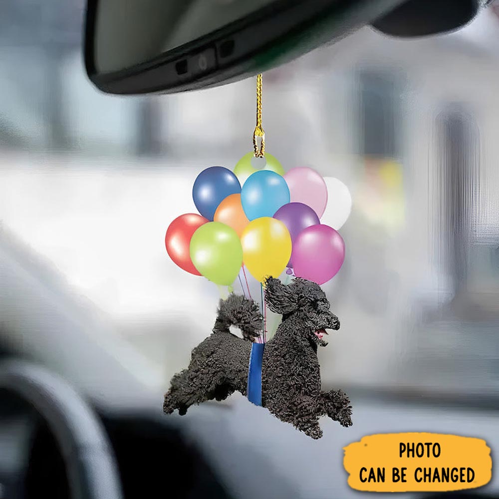 Personalized Black Poodle Fly With Bubbles Car Hanging Ornament Thoughtful Ornament Gift For Dad