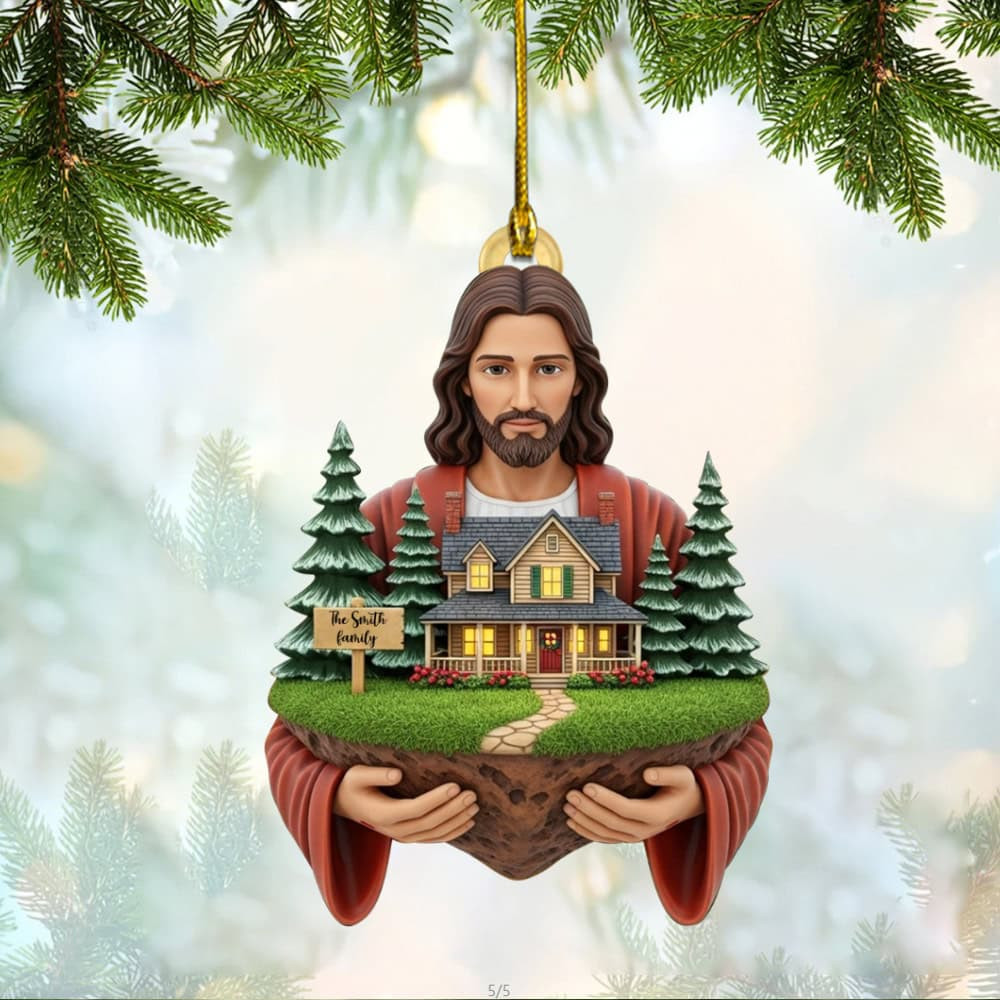 Personalized Blessed Family Christmas Custom Flat Acrylic Ornament Gift For Family