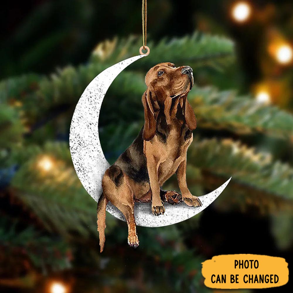 Personalized Bloodhound Sit On The Moon Ornament Festive Holiday Ornament Collection