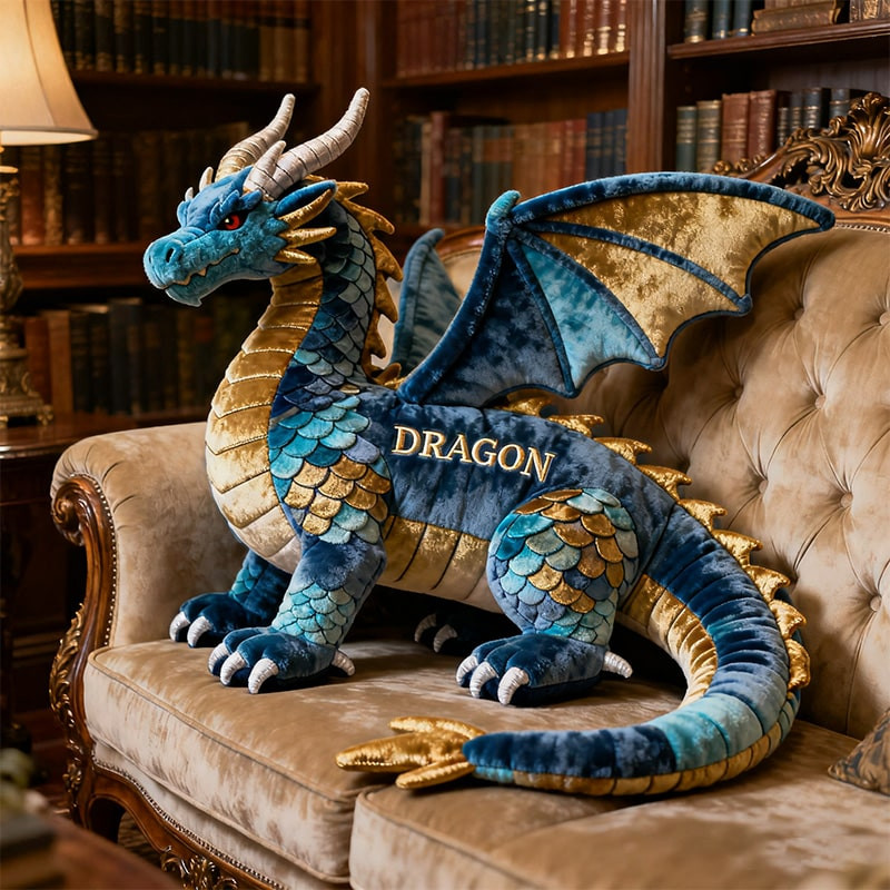 Personalized Blue Dragon Pillow Fantasy Home Decor Christmas Gifts For Dragon Lovers