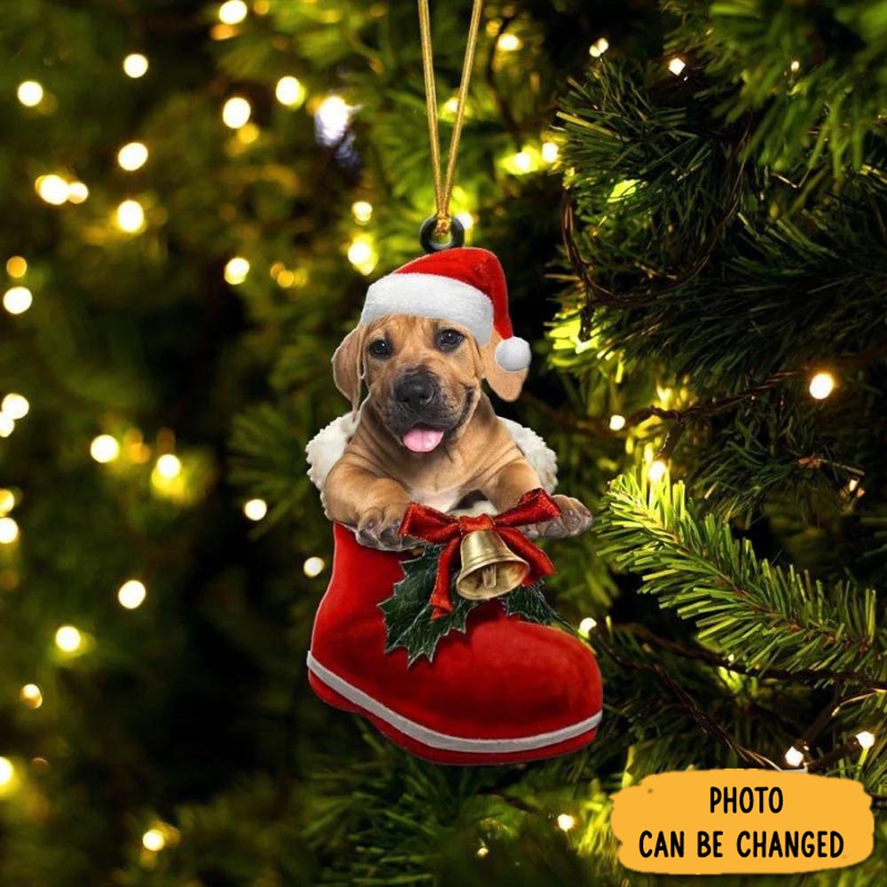 Personalized Boerboel In Santa Boot Christmas Hanging Ornament Elegant Tree Ornament Decoration