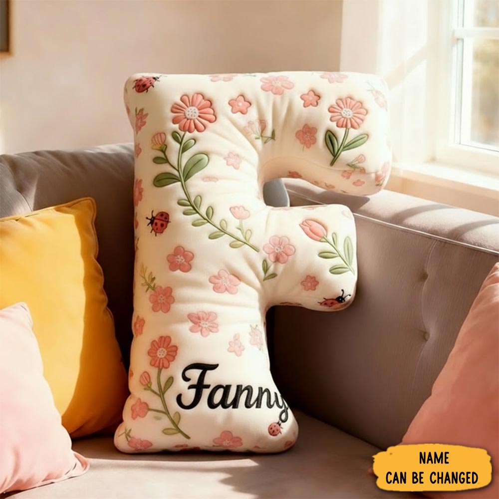 Personalized Boho Flower Letter Pillow Graphic 3d Print Pillow Custom Name Pillow For Kids Gardening Lovers Gift