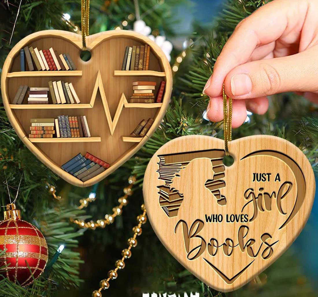 Personalized Book Christmas Ornament Just A Girl Who loves Book Acrylic Ornament for Book Lovers