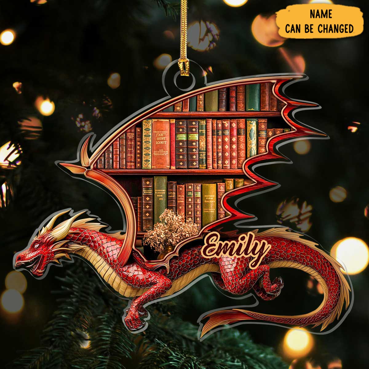 Personalized Book Dragon Christmas Ornament Fantasy Themed Xmas Gifts For Book Lovers