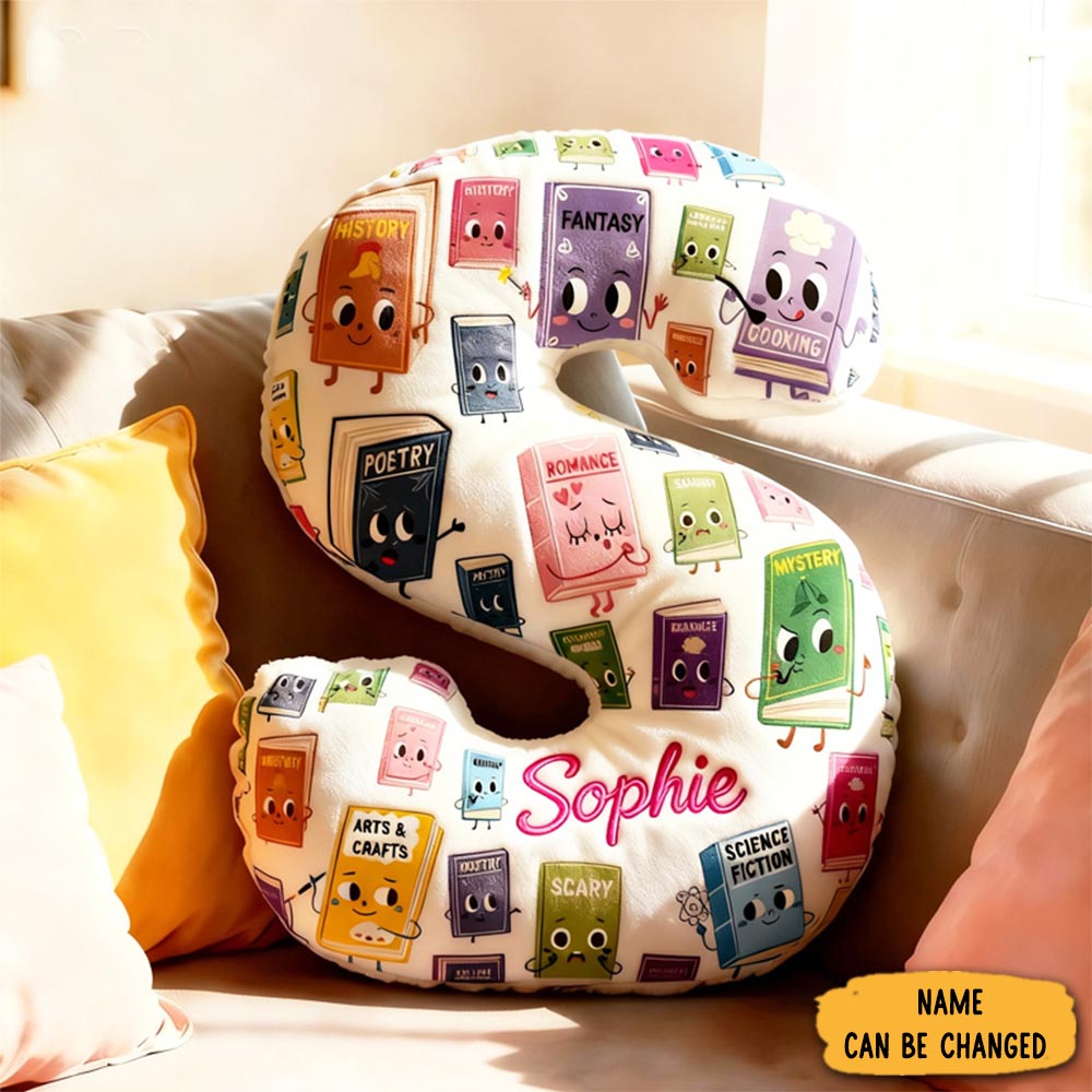 Personalized Book Genres Alphabet Throw Pillow Graphic 3d Cozy Bookish Pillow With Name For Kids Bookworm Librarian Christmas Throw Pillow Bookish Gift