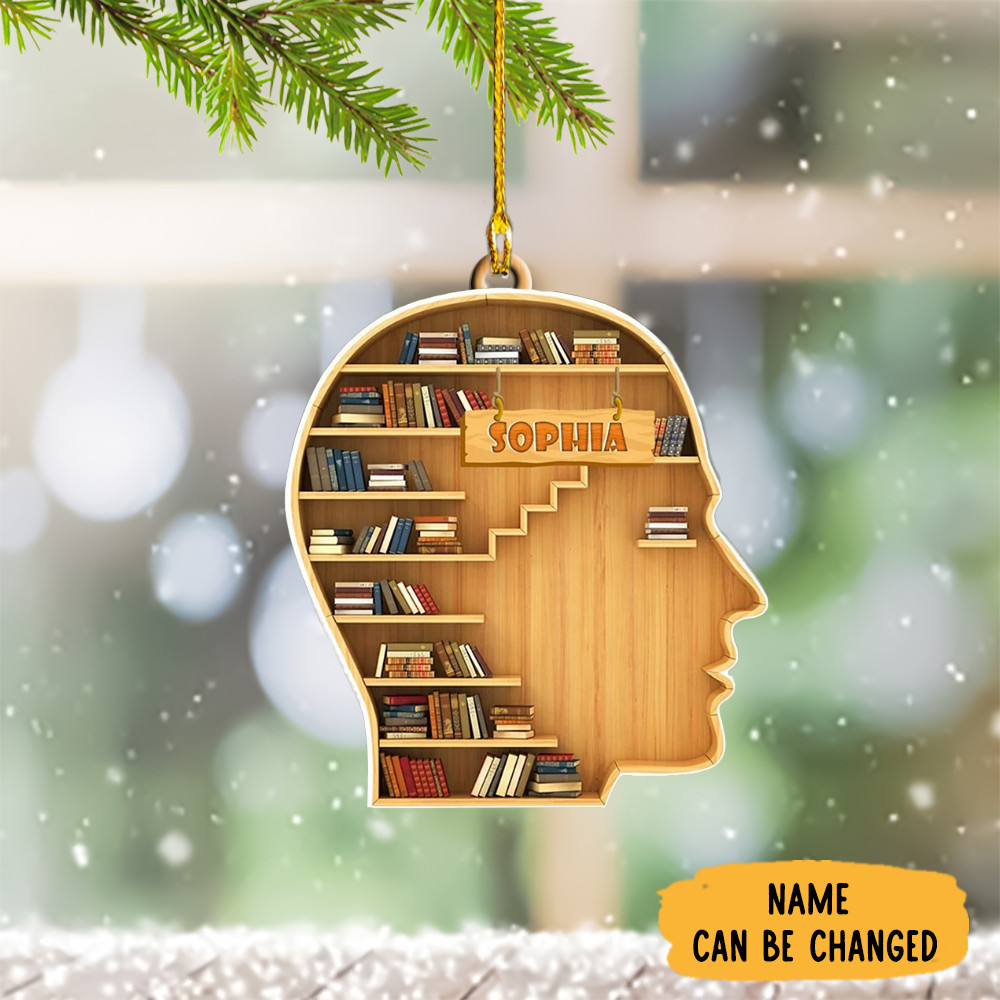 Personalized Book Lover Christmas Ornament Bookshelf Christmas Ornament 2024