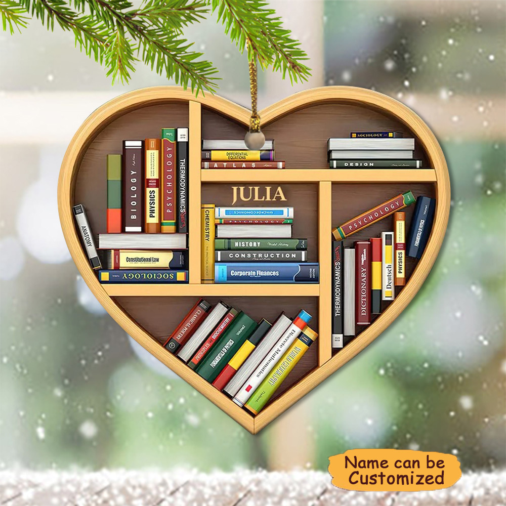 Personalized Book Lovers Heart Ornament Book Lovers Christmas Ornament For 2024