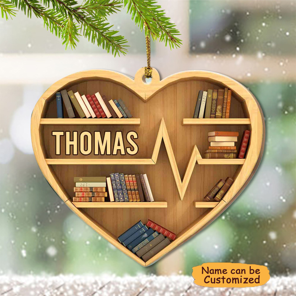 Personalized Book Lovers Heart Ornament Book Lovers Ornament Christmas Decorations Gift