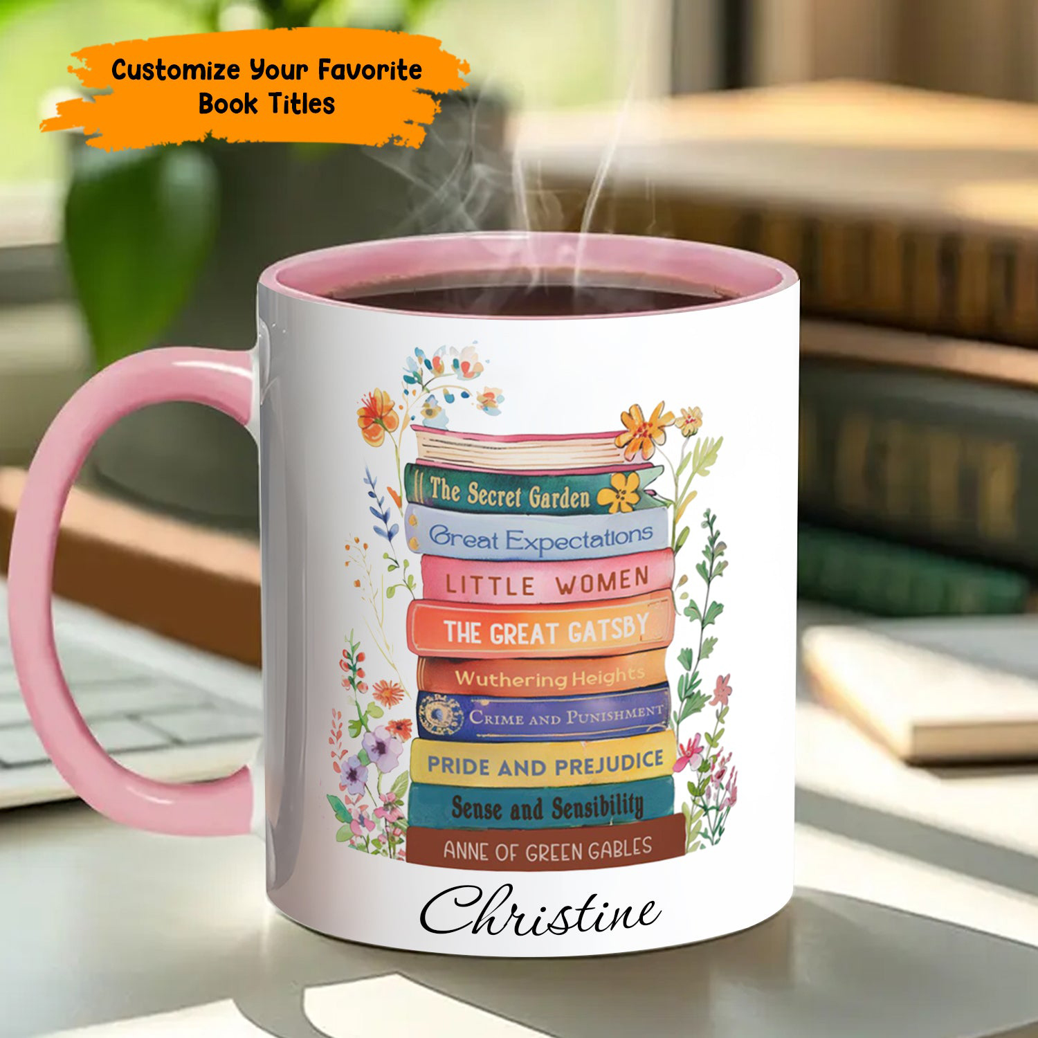Personalized Book Lovers Stack Mug Bookish Coffee Mug Christmas Gifts For Book Lovers