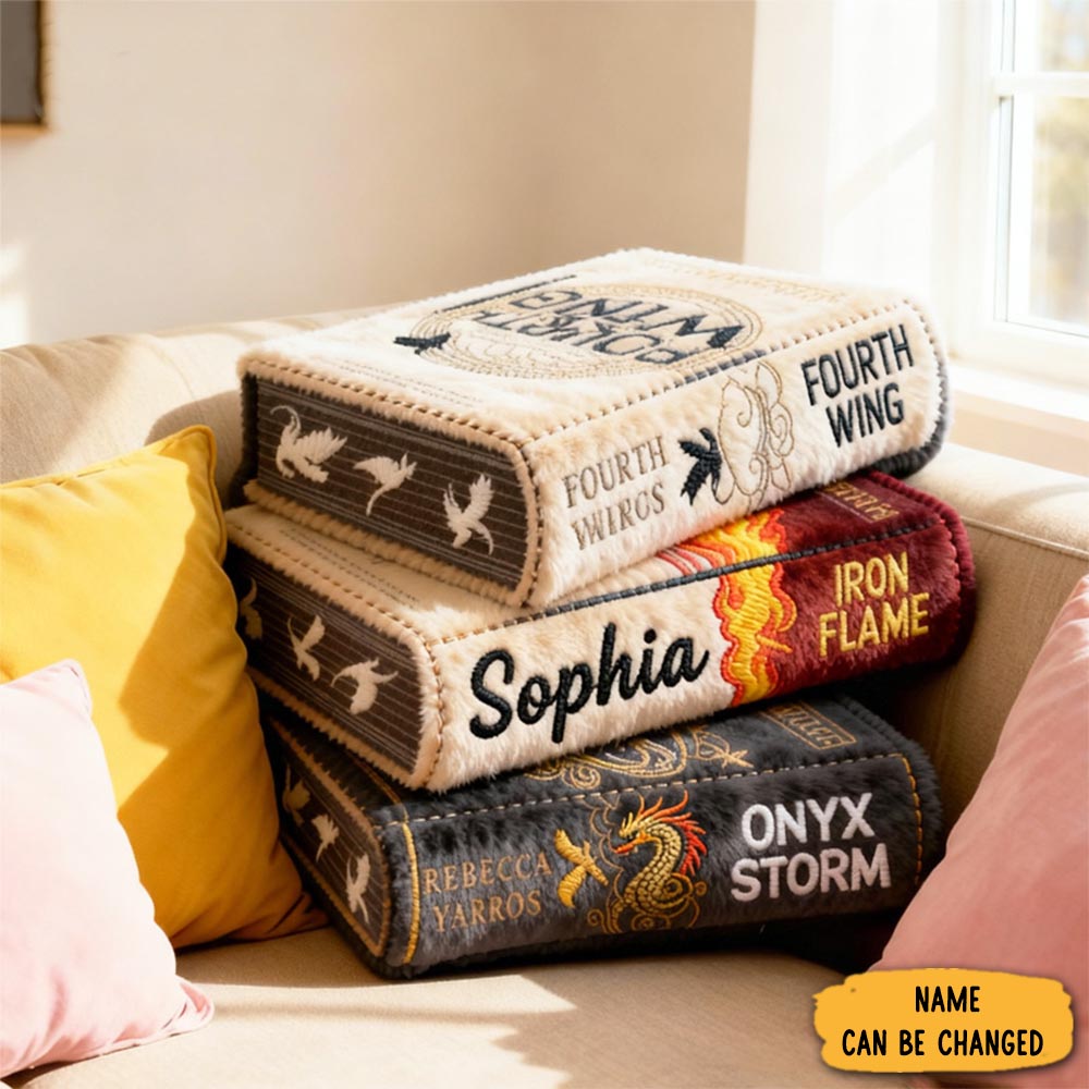 Personalized Book Stack Throw Pillow Fantasy Bookish Pillow With Name For Kids Boy Girl Gift For Reading Lover Pillow