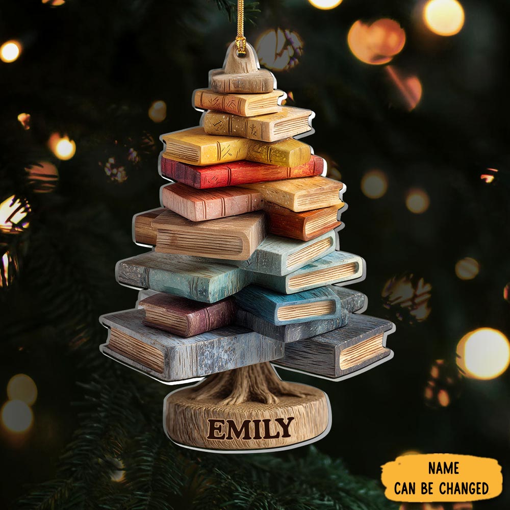 Personalized Book Tree Christmas Ornament Book Themed Xmas Tree Decor Unique Christmas Gifts