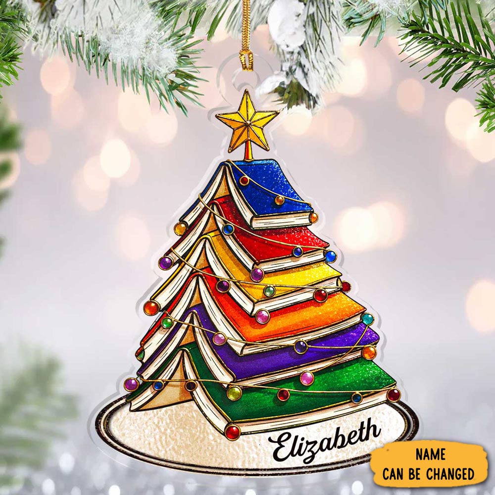 Personalized Book Tree Christmas Ornament Xmas Decor Christmas Gifts For Readers