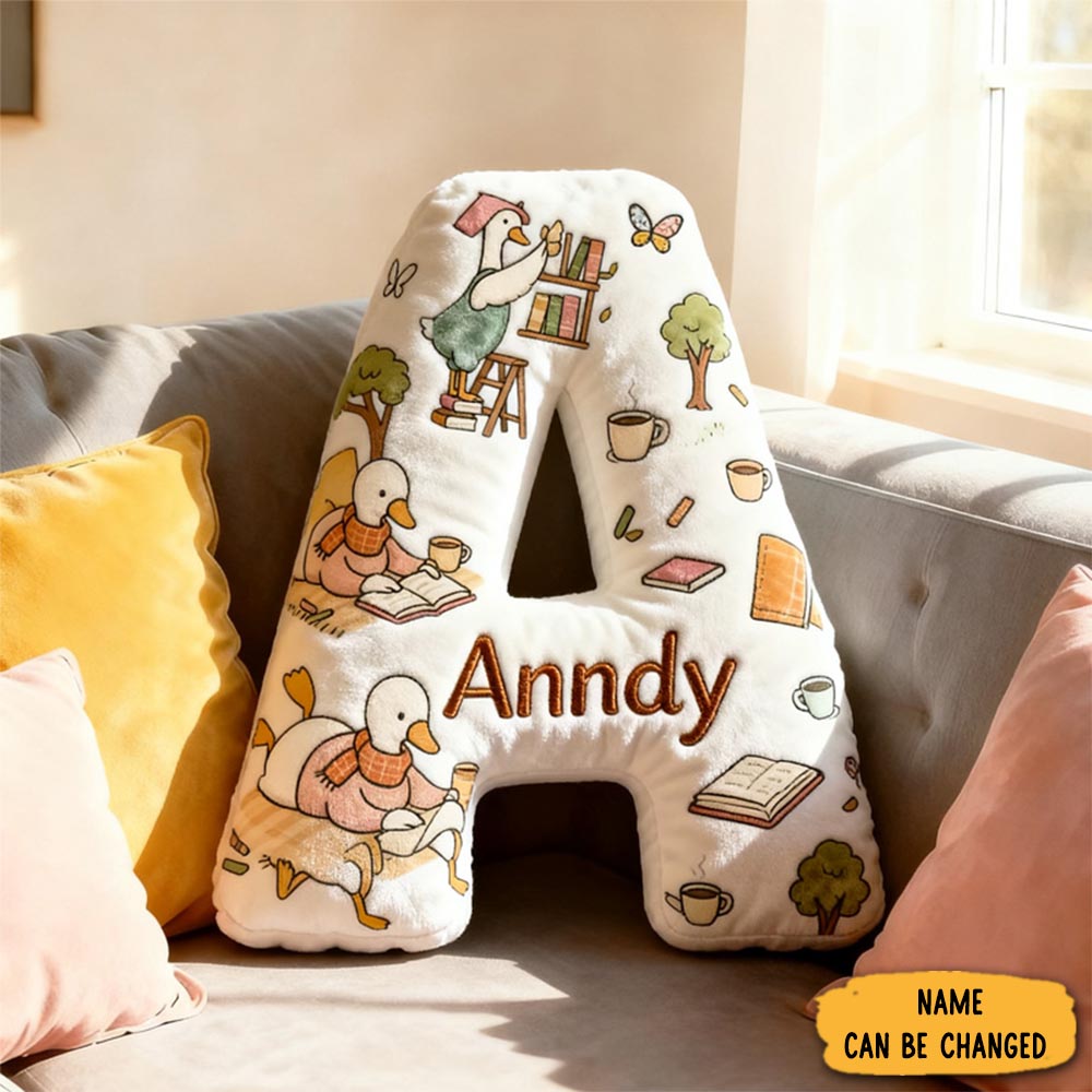 Personalized Bookish Goose Throw Pillow Graphic 3d Print Reader Pillow With Name For Kids Boys Girls Christmas Gifts Birthday Gift