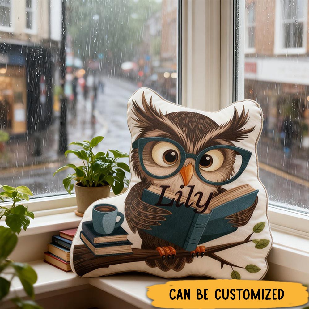 Personalized Bookish Owl Pillow Graphic 3D Print Gift for Reading Lovers