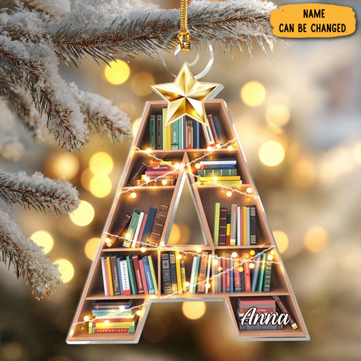 Personalized Bookshelf Christmas Ornament Christmas Tree Decor Xmas Gift Ideas