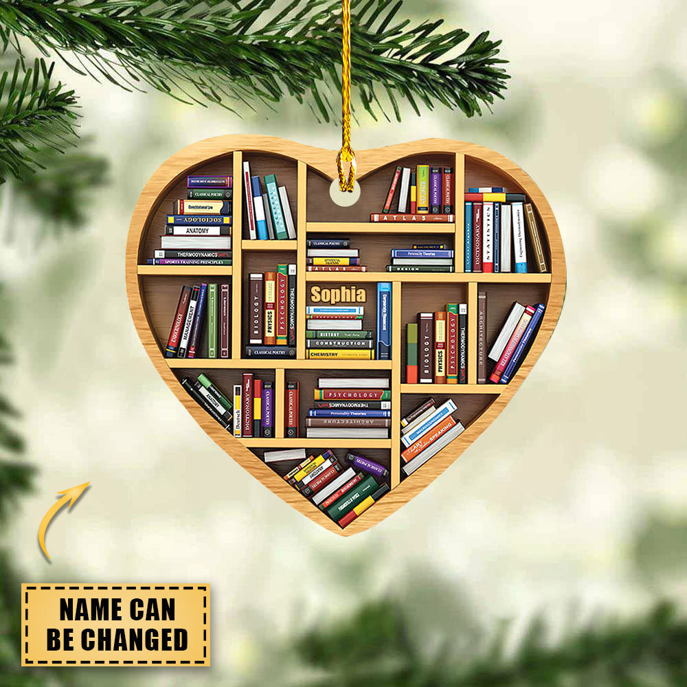 Personalized Bookshelf Heart Ornament Book Ornament Gift For Book Lover