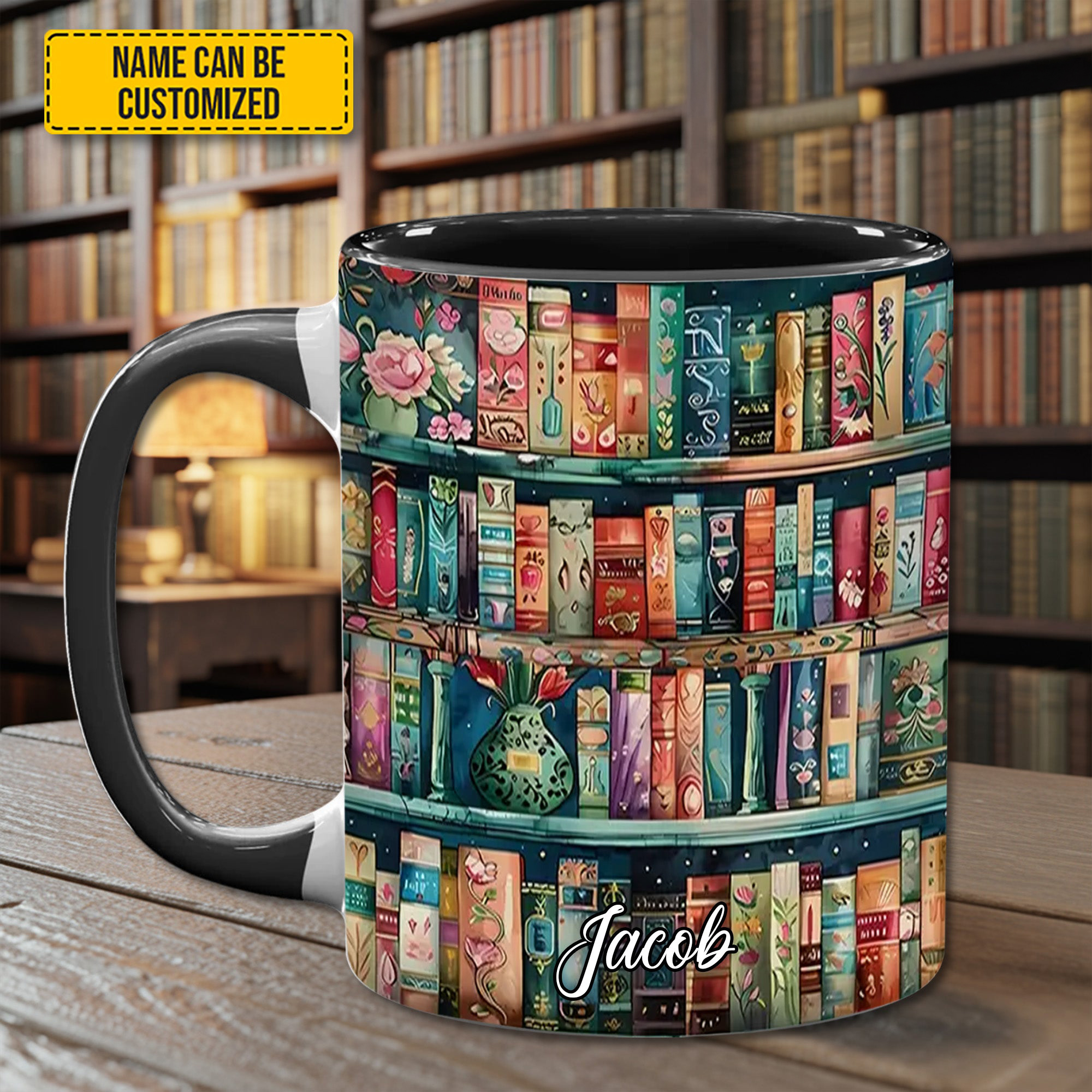 Personalized Bookshelf Mug Cozy Library Mug Coffee Mug Gifts For Bookish