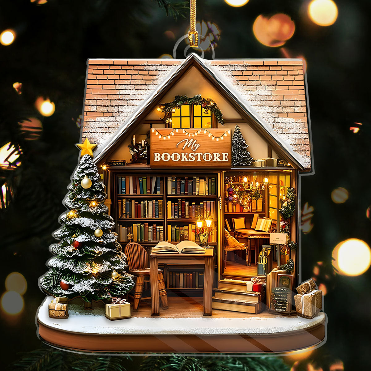 Personalized Bookstore Christmas Ornament Christmas Decor Unique Gifts For Book Lovers