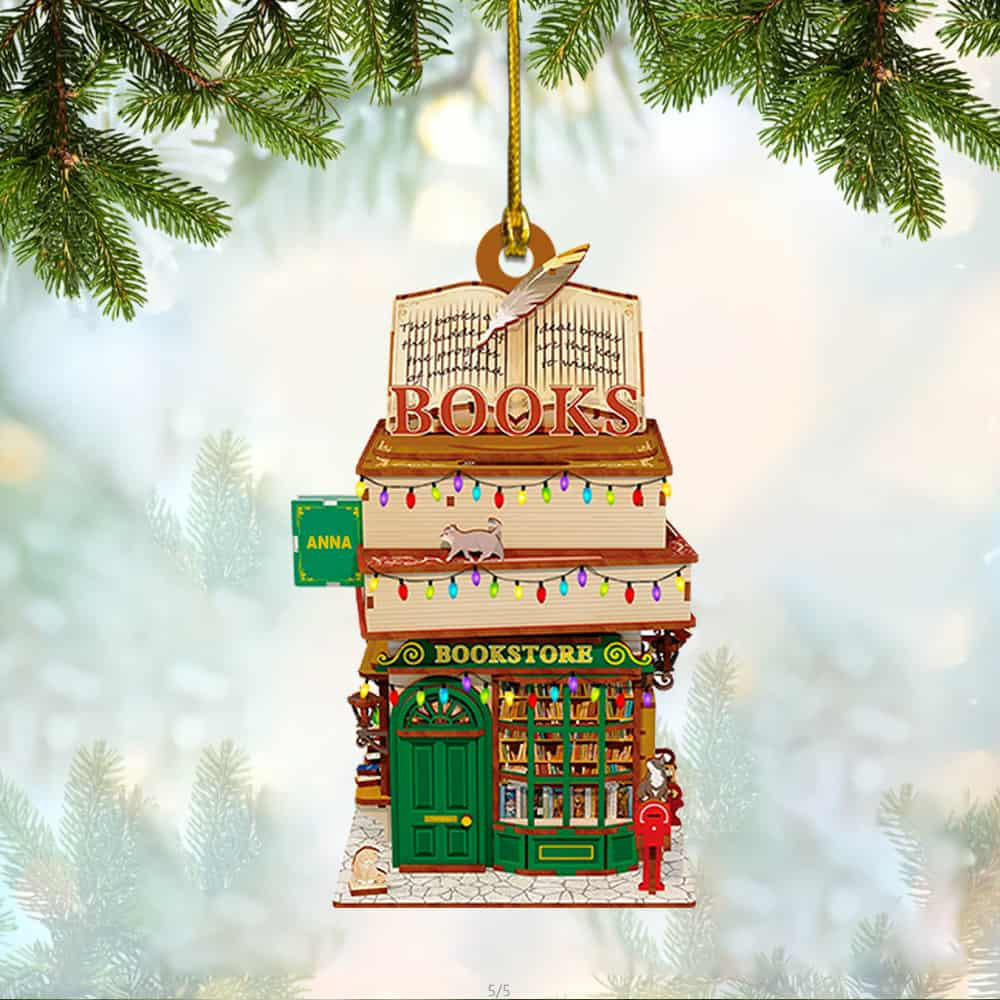 Personalized Bookstore Ornament Christmas Acylic Ornament Gift For Book Lover